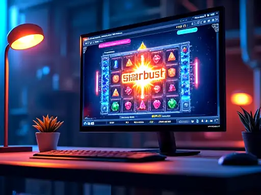 Starburst pokie artwork at Vegas Now Casino